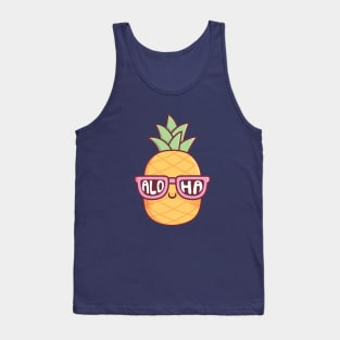 Cute Pineapple With Aloha Sunglasses Tank Top